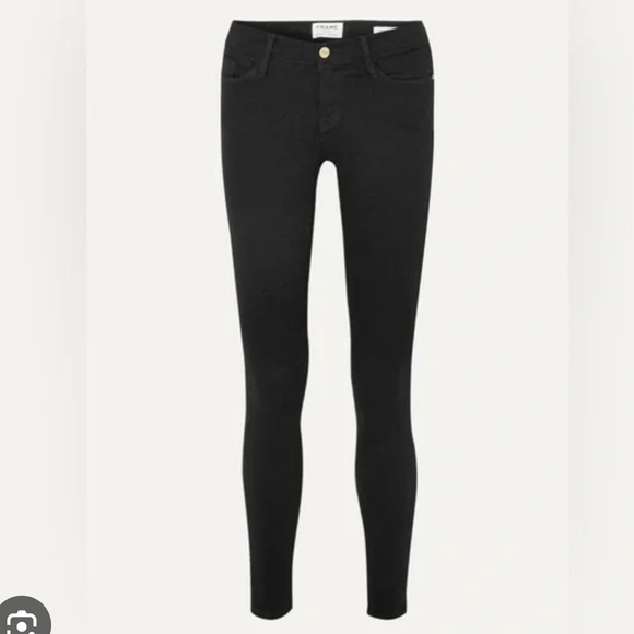 Frame Le Skinny de Jeanne Black Mid Rise Straight Ankle Jeans Skinny Size 29 - Picture 2 of 9